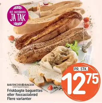 Friskbagte baguettes el. foccaciabrød