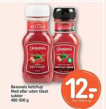 REMA 1000 Beauvais ketchup m el. uden tilsatsukker. tilbud