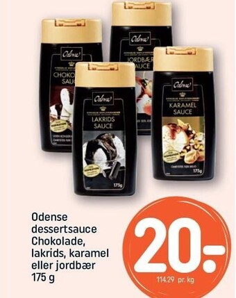 Odense dessertsauce, chokolade, lakrids, karamel el. jordbær