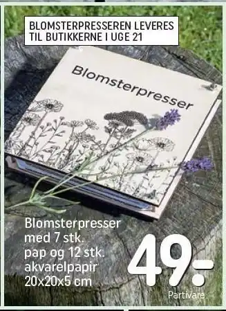 Blomsterpresser m. 7 stk pap og 12 stk. akvarelpapir