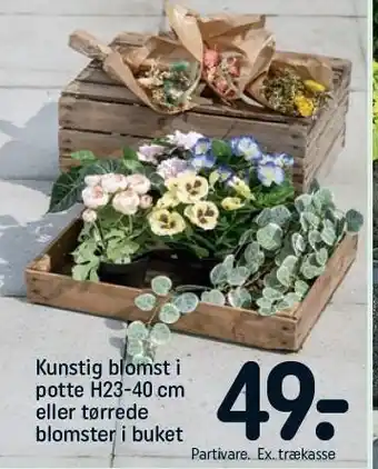 REMA 1000 Kunstig blomst i potte H23-40cm el. tørrede blomster i buket tilbud