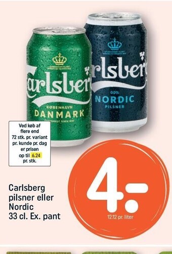 REMA 1000 Carlsberg Pilsner el. Nordic tilbud