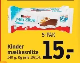 SPAR Kinder mælkesnitte 5-pak tilbud