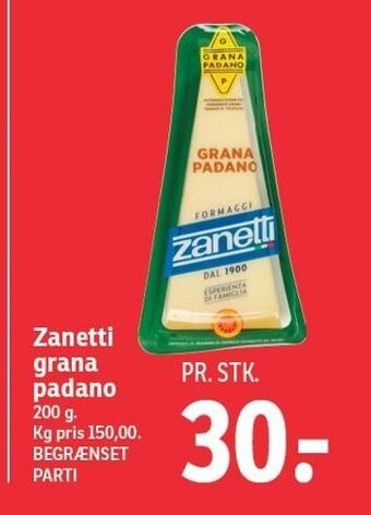 SPAR ZAnetti grana padano tilbud