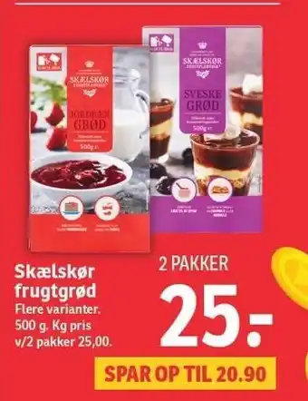 SPAR Skælskør frugtgrød 2 pk tilbud