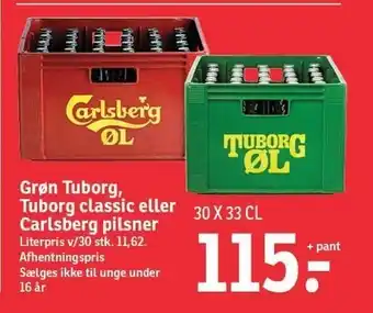 SPAR Grøn Tuborg, Tuborg Classic el. Carlsberg pilsner pr ks tilbud