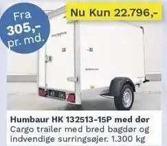 Humbaur HK 132513-15P med dør