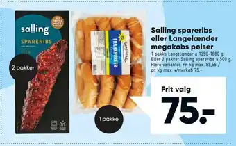 Bilka Salling spareribs eller Langelænder megakøbs pølser tilbud