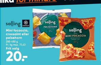 Bilka Mini focaccia, crossaint eller pølsehorn tilbud