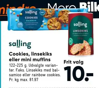 Bilka Cookies, linsekiks eller mini muffins tilbud