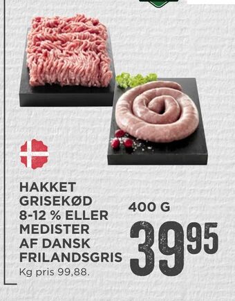 MENY Hakket grisekød 8-12 % eller medister af dansk frilandsgris tilbud
