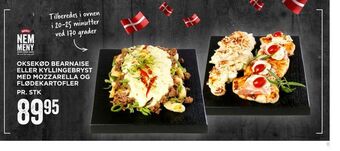 MENY Oksekød bearnaise eller kyllingebryst med mozzarella og flødekartofler tilbud