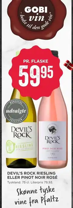 MENY Devil's rock riesling eller pinot noir rosé tilbud