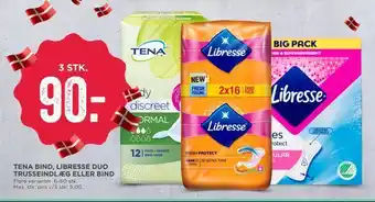 MENY Tena bind, libresse duo trusseindlæg eller bind tilbud