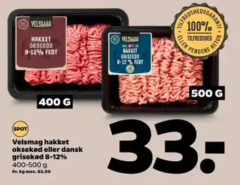Netto Velsmag hakket oksekød eller dansk grisekød 8-12% tilbud