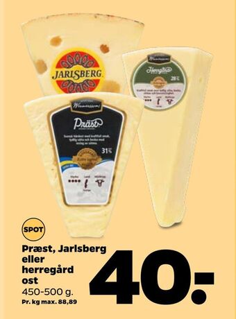 Netto Præst, Jarlsberg eller herregård ost tilbud