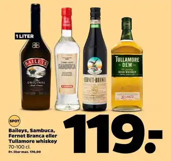 Netto Baileys, Sambuca, Fernet Branca eller Tullamore whiskey tilbud