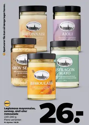 Løgismose mayonnaise, sennep, aioli eller remoulade