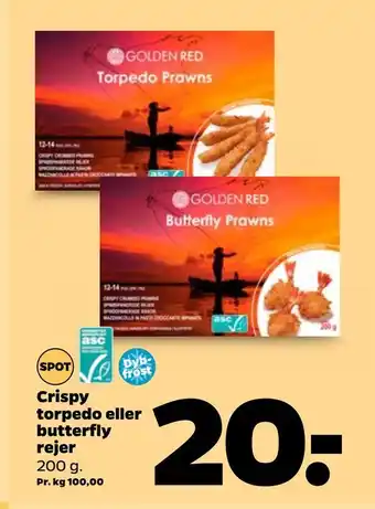 Netto Crispy torpedo eller butterfly rejer tilbud