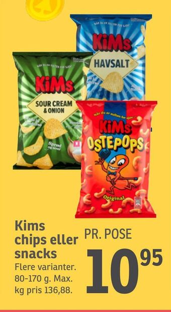 SPAR Kims chips eller snacks tilbud