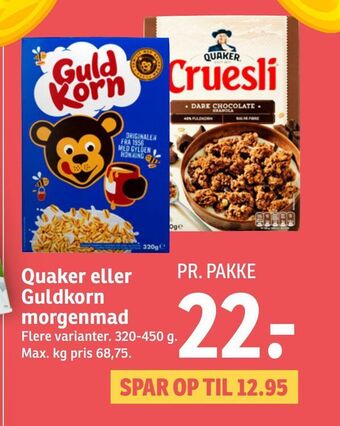 Quaker eller Guldkorn morgenmad