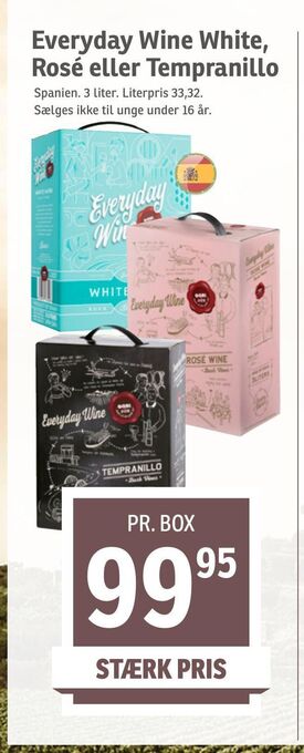 SPAR Everyday Wine White, Rosé eller Tempranillo tilbud