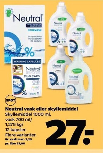 Netto Neutral vask el. skyllemiddel tilbud