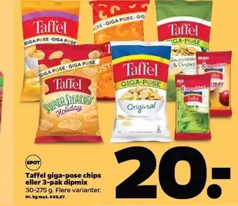 Netto Taffel giga-pose chips el. 3-pak dipmix tilbud