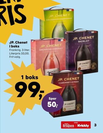 Kvickly JP. Chenet i boks tilbud