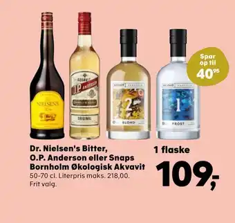 Dr. Nielsen's Bitter, O.P. Anderson eller Snaps Bornholm Økologisk Akvavit