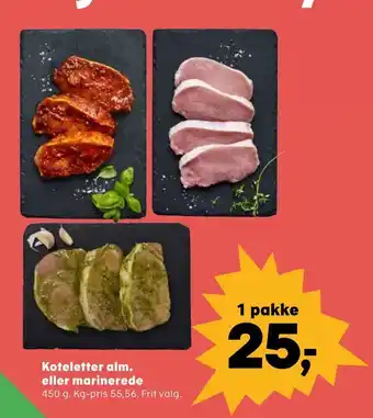 Kvickly Koteletter alm eller marinerede tilbud