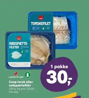 Kvickly Coop torsk eller rødspættefilet tilbud