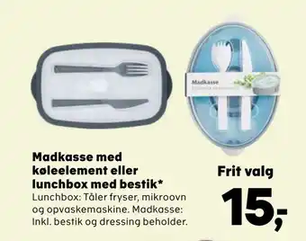 Kvickly Madkasse med køleelement eller lunchbox med bestik tilbud