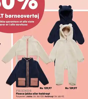 Kvickly Fleece jakke eller heldragt tilbud