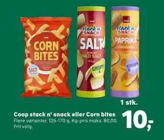 SuperBrugsen Coop stack n' snack eller Corn bites tilbud