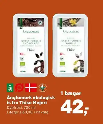 SuperBrugsen Änglamark økologisk is fra Thise Mejeri tilbud