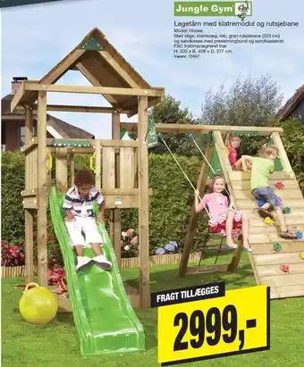 Harald Nyborg Legetårn med klatremodul og Rutsjebane H. 303 x B. 409 x D. 377 cm 70497 tilbud
