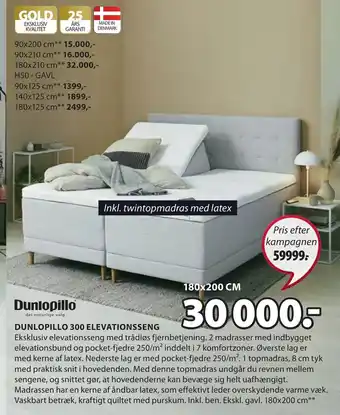 JYSK Dunlopillo 300 Elevationsseng 180x200cm tilbud