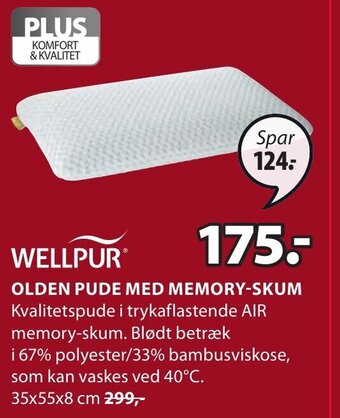JYSK Wellpur Olden Pude Med Memory-Skum tilbud