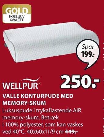 Wellpur Valle Konturpude Med Memory-Skum