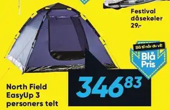 Bilka North Field EasyUp 3 personerns telt tilbud