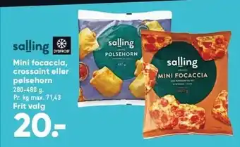 Bilka Mini focaccia, croissant el. pølsehorn tilbud