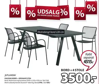 JYSK Jutlandia Fausing Bord + Jershave Stol tilbud