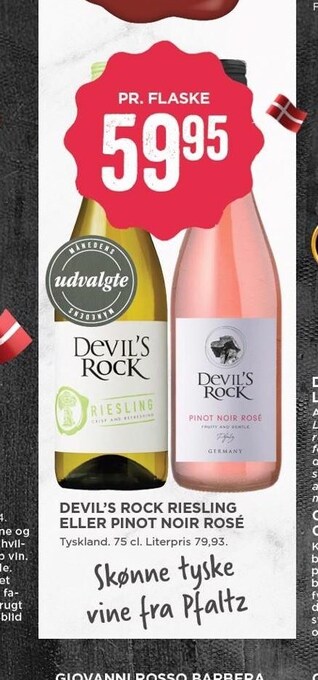 MENY Devil's rock riesling eller pinot noir Rose tilbud