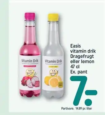 REMA 1000 Easis vitamin drik, dragefrugt el. lemon tilbud