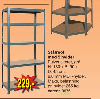 Stålreol med 5 hylder