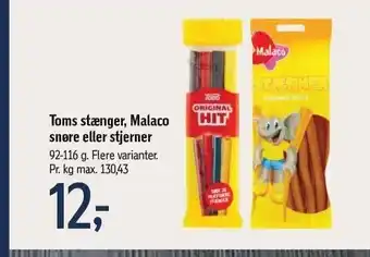 Føtex Toms stænger, Malaco snøre el. stjerner tilbud