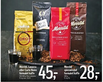 Føtex Merrild Lavazza el. Carte Noire formalet kaffe tilbud