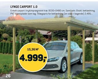 XL-BYG LYNGE CARPORT 1,0 tilbud