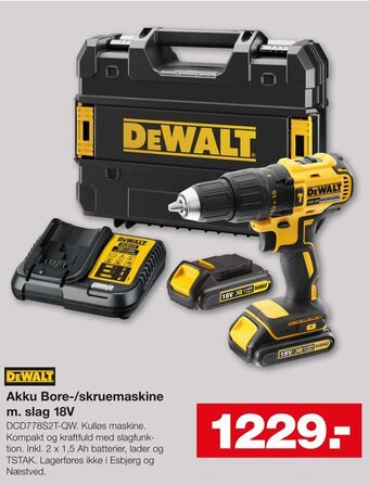 Bauhaus Akku Bore-/skruemaskine m. slag 18V tilbud